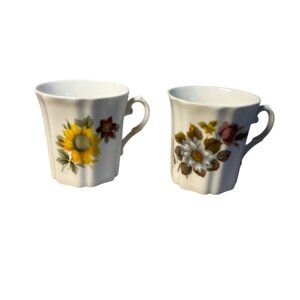 2 ROYAL GRAFTON Fine Bone China Mugs Floral Tea Coffee Cups 8 oz